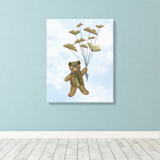 Beer met boekvlinders canvas afdruk (Insitu (Houten vloer))