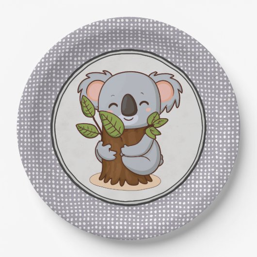 Beer met boomknuffelkaola papieren bordje (Voorkant)