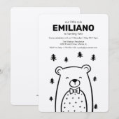 Beer met Bow Stropdas, Boy's verjaardagsfeestuitno Kaart (Voorkant / Achterkant)