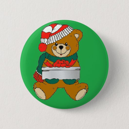 Beer met cadeaubon ronde button 5,7 cm (Voorkant)