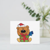 Beer met cadeautjes en cadeaus voor feestdagen feestdagenkaart (Staand voorkant)