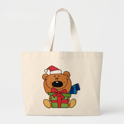 Beer met cadeautjes en cadeaus voor feestdagen grote tote bag (Voorkant)