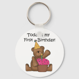 Beer met Cupcake 1st Birthday Tshirts en Gifts Sleutelhanger