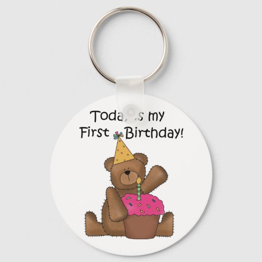 Beer met Cupcake 1st Birthday Tshirts en Gifts Sleutelhanger (Voorkant)