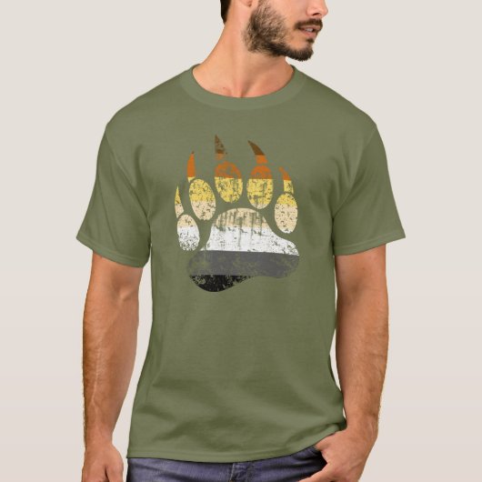 Beer met distressed Pride vlag Beer poot T-shirt (Voorkant)