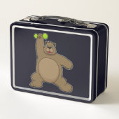 Beer met Dumbbell op Yoga Fitness (Achterkant)