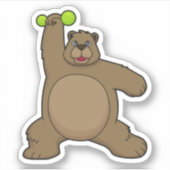 Beer met Dumbbell op Yoga Fitness Sticker (Voorkant)