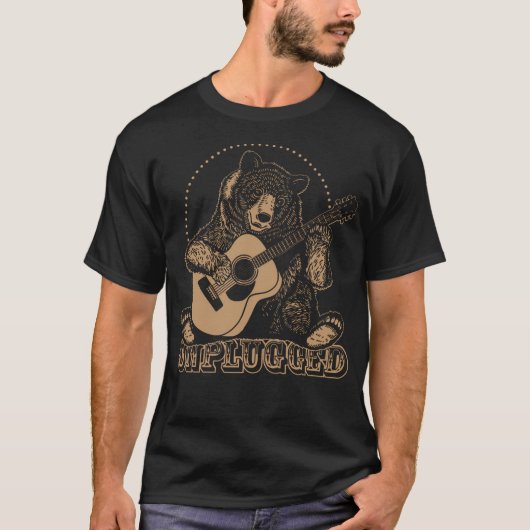 Beer met een akoestische gitaar t-shirt (Voorkant)