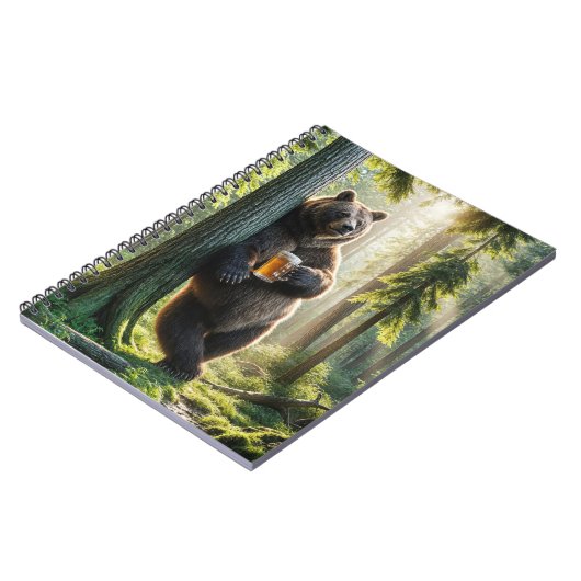 Beer met een biertje in het bos notitieboek (Linkerzijde)