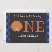 Beer met één blauwe buffel als eerste verjaardag kaart (Voorkant)