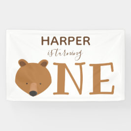 Beer met één dier op de eerste geboorte spandoek