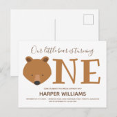 Beer met één dier op de eerste geboorte uitnodiging briefkaart (Voorkant / Achterkant)