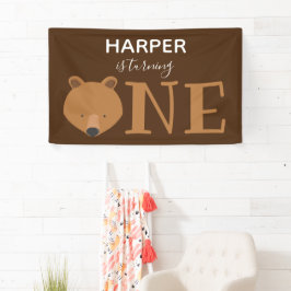 Beer met één diersoort op de eerste dag spandoek