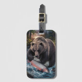 Beer met een glinsterende vis bagagelabel (Voorkant (verticaal))