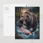 Beer met een glinsterende vis briefkaart (Voorkant / Achterkant)