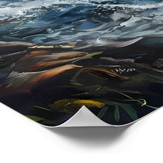 Beer met een glinsterende vis poster (Hoek)