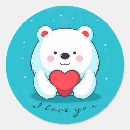 Beer met een hart, gepersonaliseerd ronde sticker