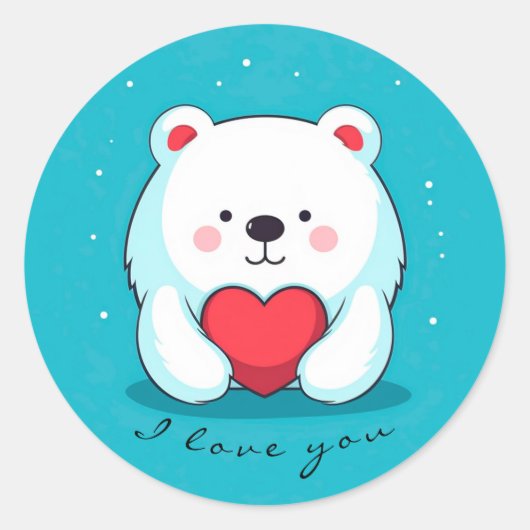Beer met een hart, gepersonaliseerd ronde sticker (Voorkant)