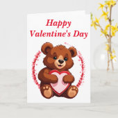 Beer met een hart op Valentijnsdag  Kaart (Gele Bloem)