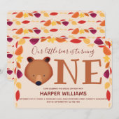 Beer met één Herfst eerste geboorte Kaart (Voorkant / Achterkant)