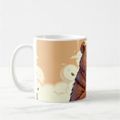 Beer met een koffiekopje koffiemok (Links)