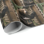 Beer met een lege vogelvoeder cadeaupapier (Rol Hoek)