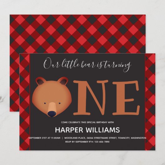 Beer met één rode buffel als eerste geboorte kaart (Voorkant / Achterkant)