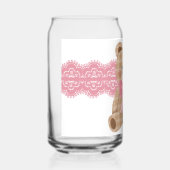 beer met een roze strik blikvorm glas (Voorkant)