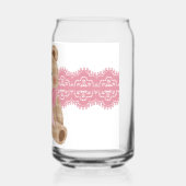 beer met een roze strik blikvorm glas (Achterkant)