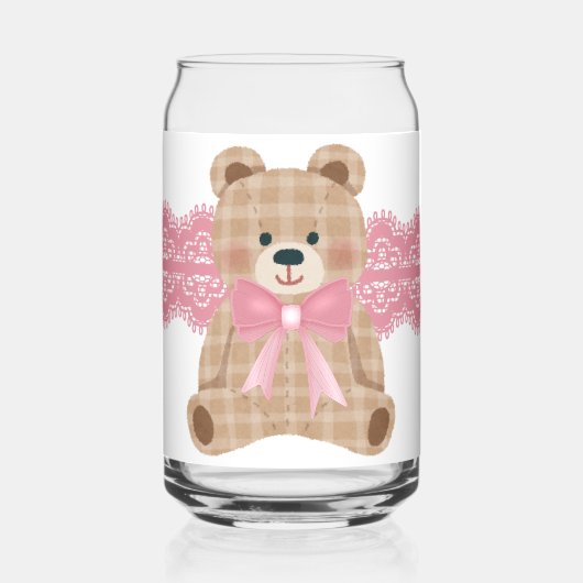 beer met een roze strik blikvorm glas (Links)