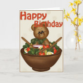 Beer met een zalm gezonde Happy Birthday Kaart (Gele Bloem)