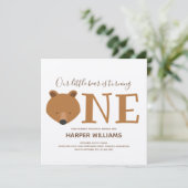 Beer met één Zilverdier eerste geboorte Kaart (Staand voorkant)