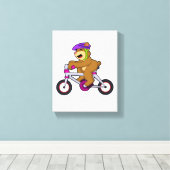 Beer met fiets en helm canvas afdruk (Insitu (Houten vloer))