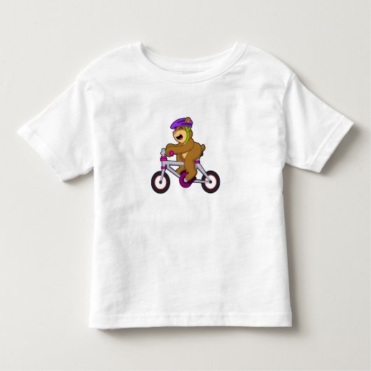 Beer met fiets en helm kinder shirts (Voorkant)