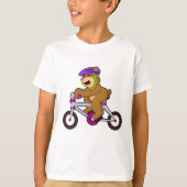 Beer met fiets en helm t-shirt (Voorkant)