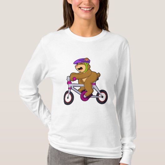 Beer met fiets en helm t-shirt (Voorkant)