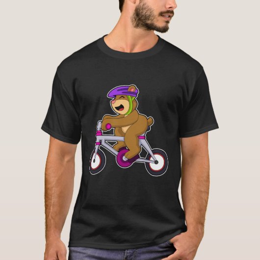 Beer met fiets en helm t-shirt (Voorkant)