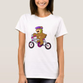 Beer met fiets en helm t-shirt (Voorkant)