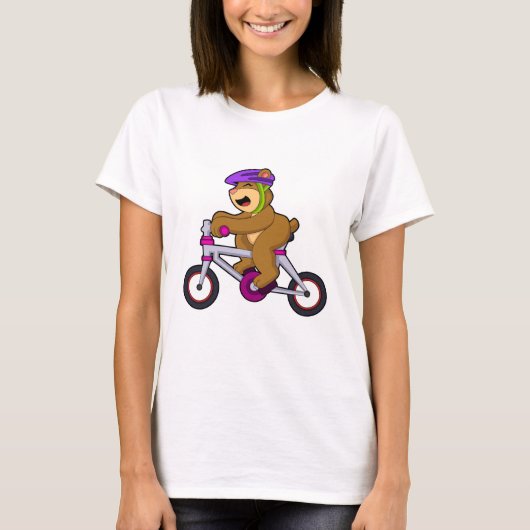 Beer met fiets en helm t-shirt (Voorkant)