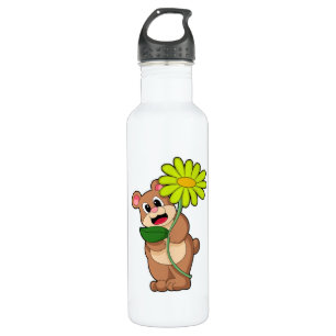 Beer met gele ventilator waterfles 