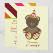 Beer met gestreept Pet Girl's Party Kaart (Voorkant / Achterkant)