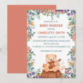 Beer met gitaarflora waterverf baby shower kaart (Voorkant / Achterkant)