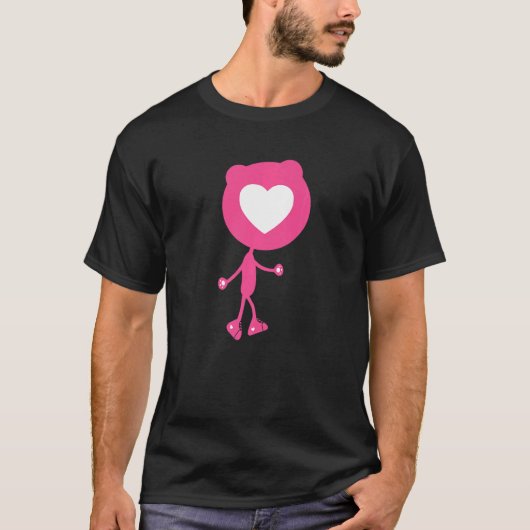 Beer met hart- en hartschokken t-shirt (Voorkant)