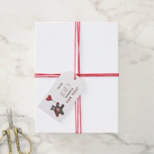 Beer met hartballon Thankful Valentijnsdag Cadeaulabel