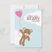 Beer met hartvormige ballon Valentijnse  Kaart (Voorkant)