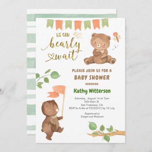 Beer met het Baby shower van Eucalyptus Kaart (Voorkant / Achterkant)