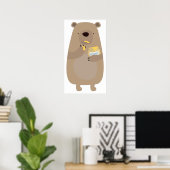 Beer met honingpot poster (Thuiskantoor)