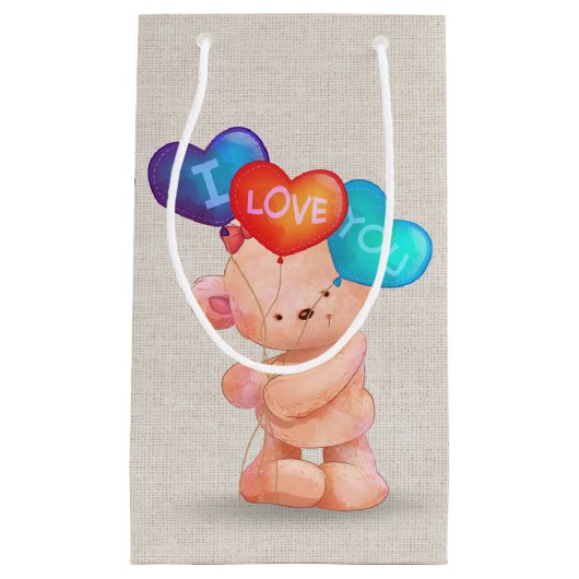 Beer met ik hou van jullie ballonnen klein cadeauzakje (Voorkant)