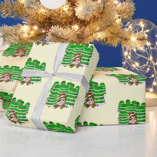 Beer met JOY Christmas Cadeaupapier (Feestdagen)