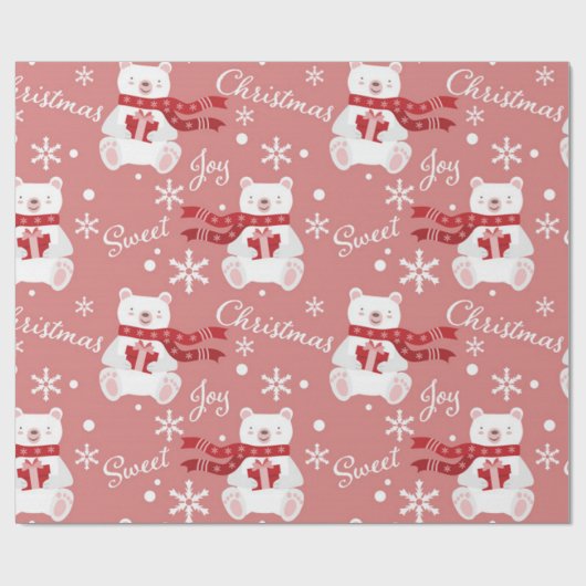 Beer met kerstfeestjes cadeaupapier (Vlak)